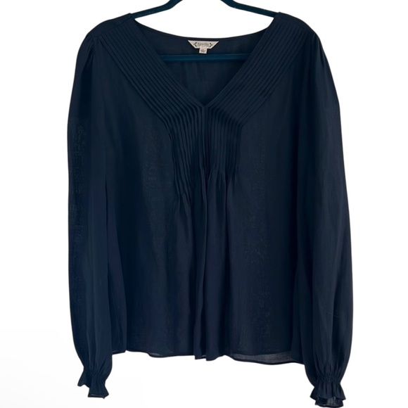 Nanette Lepore Tops - Nanette Lepore Black Puff Sleeve Blouse with Sailor Collar Size XL EUC Business